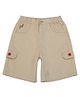 Pranava Organic Cotton Woven Fun Ride Text Embroidered Shorts - Beige