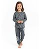 Pranava Organic Cotton Knit Full Sleeves  Floral Printed  Night Suit Set - Grey