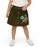 Pranava Organic Cotton Woven Bird Embroidered Skirt - Olive Green