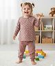 Pranava Organic Cotton Knit Full Sleeves Floral Printed Top & Pant Set - Pink