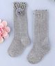 KIDLINGSS Cotton Knit Pom Pom & Heart Applique Detailed Socks - Grey