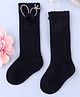KIDLINGSS Cotton Knit Pom Pom & Heart Applique Detailed Socks - Black