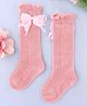 KIDLINGSS Cotton Knit Bow Applique Detailed Socks - Pink