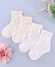 KIDLINGSS Pack Of 2 Bow Applique Detailed Pearls Embellished Socks - White & Cream
