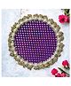 Smaran Gota Patti Decorative Platter 26 cm | Handmade Royal Purple Plate with Golden Moti | Perfect Pooja Thali Size | Ideal for Mandir & Home Decor | Housewarming & Wedding Gift