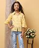 ISHTI Cotton Woven Three Fourth Sleeves Abstract Printed Shirt - Mustard