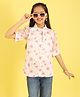 ISHTI Georgette Woven Three Fourth Sleeves Floral Printed Shirt - Pink
