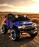 Adventure Kids Jumbo 4X4 Battery Operated Ride on Jeep with Music & LED Lights-Blue| Rechargeable Battery| Suspensions Wheels| Openable Doors| Remote Control| Easy to Assemble| Forward & Reverse| AUX