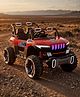 TURBO 4X4 Battery Operated Ride on Jeep with Music & LED Lights-Red| Rechargeable Battery| Suspensions Wheels| Openable Doors| Music AUX Facility| Remote Control|Easy to Assemble| Forward & Reverse