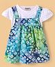 Wonderchild Tie Dye Pinafore Dress With Cap Sleeves Polka Dots Printed Top Set - White & Green