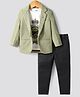 Dapper Dudes Full Sleeves Textured Blazer With Tee  & Pant Set - Green