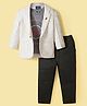 Dapper Dudes Full Sleeves  Solid Blazer With Tee & Pant Set - Off-White