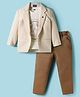 Dapper Dudes Full Sleeves Solid Blazer With Tee & Pant Set - Cream