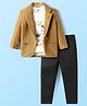 Dapper Dudes Full Sleeves Solid Blazer With Tee & Pant Set - Mustard