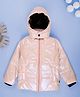 Kiddopanti Woven Full Sleeves Solid Puffer Light Winter Hooded Jacket - Baby Pink