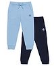 Kiddopanti Fleece Knit Pack Of 2 Solid Light Winter Joggers - Light & Navy Blue