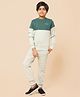 ALAN JONES Cotton Blend Knit Colour Blocked Tee & Joggers Set - Sage Green