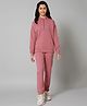 ALAN JONES Cotton Blend Knit Solid Top & Joggers Set - Dust Pink