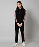 ALAN JONES Cotton Blend Knit  Side Taped Top & Joggers Set - Black