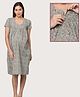 Morph Cotton Knit Half Sleeves Floral Printed Maternity Dress With Vertical Nursing Access - Olive Green