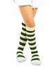 Neska Moda Cotton Elastane Striped Socks - Green & Beige