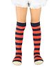 Neska Moda Cotton Elastane Striped Socks - Orange & Navy Blue