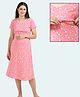 Morph Cotton Knit Half Sleeves Floral Printed Maternity Nighty With Overlap  Nursing Access - Pink