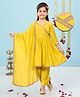Pehanaava Muslin Woven Three Fourth Sleeves Gota Lace Embellished Kurti Salwar With Dupatta Set - Yellow