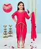 Pehanaava Muslin Woven Three Fourth Sleeves Gota Lace Embellished Kurti Dhoti  With Dupatta Set - Pink