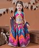 Titrit Georgette Woven Halter Neck Bandhani Printed & Sequin Embellished Lehenga  Choli With Dupatta Set - Blue