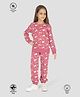 TRESNOVA Cotton Knit Full Sleeves  Unicorn Printed Coordinating Antimicrobial Night Suit Set - Rose Pink