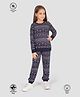 TRESNOVA  Cotton Knit Full Sleeves Aztec Printed Coordinating Antimicrobial Night Suit Set - Navy Blue