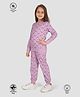 TRESNOVA  Cotton Knit Full Sleeves Rainbow Printed Coordinating Antimicrobial Night Suit Set - Purple