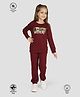 TRESNOVA  Cotton Knit Full Sleeves Imagine Text Printed Coordinating Antimicrobial Night Suit Set - Burgundy