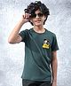 CRIMSOUNE CLUB Cotton Woven Half Sleeves Stay Curious Text Printed Tee - Green