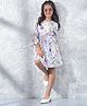 CRIMSOUNE CLUB Woven Three Fourth Sleeves Floral Printed Dress - White