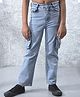 CRIMSOUNE CLUB Cotton Denim Mild Washed Cargo Style Jeans - Blue