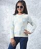CRIMSOUNE CLUB Knit Full Sleeves Checked & Hearts Designed Sweater - Blue