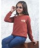 CRIMSOUNE CLUB Cotton Knit Full Sleeves Ancient Roots Text Printed Light Winter Sweatshirt - Red