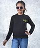 CRIMSOUNE CLUB Cotton Knit Full Sleeves Ancient Roots Text Printed Light Winter Sweatshirt - Black