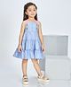 Peppermint Cotton Woven Sleeveless Floral Embroidered  Dress - Blue