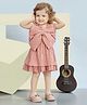 Peppermint Cotton Knit Sleeveless Bow Applique Detailed Layered Dress - Peach