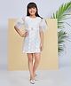 Peppermint Woven Half Bell Sleeves Sequins Embellished   Dress - White