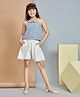 Peppermint Cotton Blend Woven Sleeveless Geometric Designed Top With Shorts Set - Blue