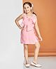Peppermint Woven Bow Applique Detailed Embellished Top & Skort Set - Pink