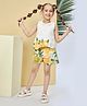 Peppermint Cotton Blend Woven Sleeveless Oranges  Printed Peter Pan Collared Top With Shorts Set - Cream