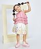 Peppermint Woven Sleeveless Textured Layered Top With Skirt Set - Pink