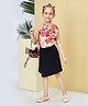 Peppermint Woven Sleeveless Floral Applique Detailed & Printed Top & Skirt With Purse Set - Black