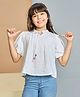 Peppermint Cotton Blend Woven Half Puffed Sleeves Solid Top - White