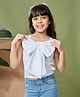 Peppermint Cotton Blend Woven Sleeveless Bow Applique Detailed Top - White
